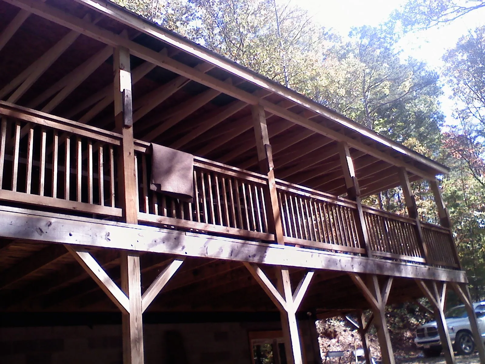 Timber framing under a new elevated porch and deck — Roof Leak Repair in Wrightsboro by Roofing Brothers